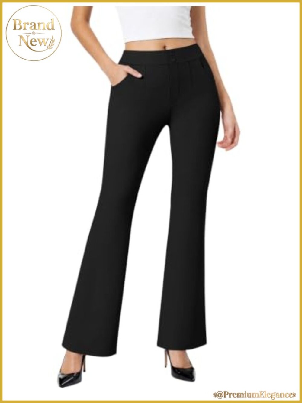 Womens Flare Bootcut Work Pants Stretchy Pull On Dress Trousers